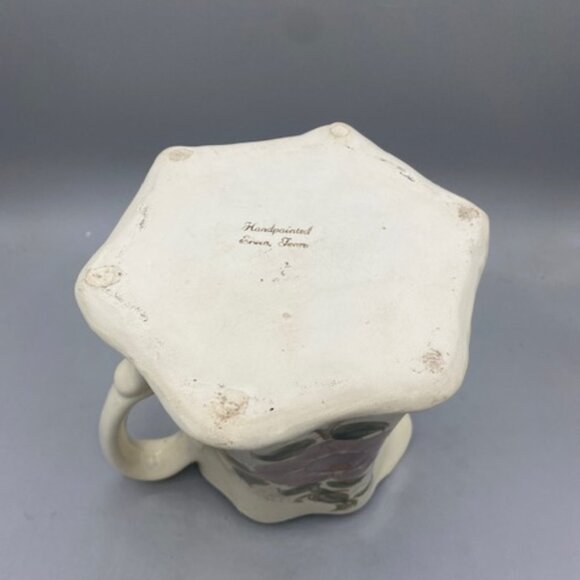 Floral Design Hand Painted Art Pottery Erwin Cream 7" Pitcher Vase - Picture 4 of 4